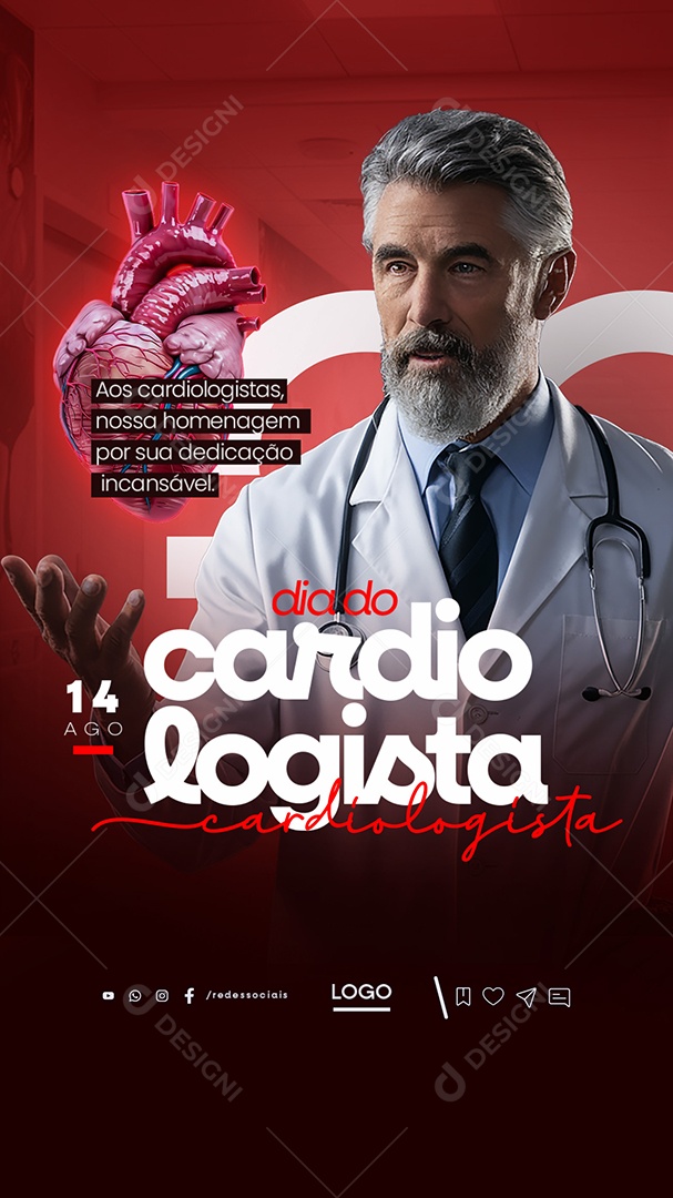 Story Dia Do Cardiologista 14 de Agosto Social Media PSD Editável