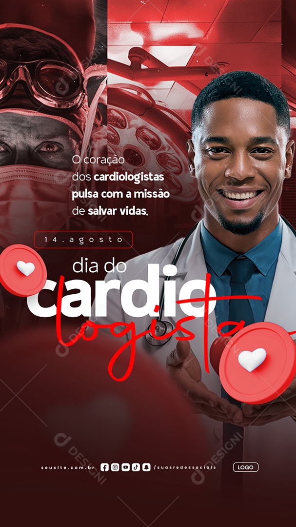 Story Dia Do Cardiologista 14 de Agosto O Coração Social Media PSD Editável