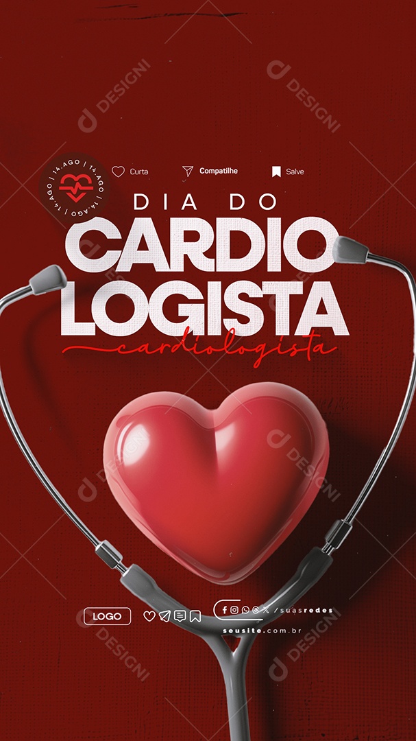 Story Dia Do Cardiologista 14 de Agosto Social Media PSD Editável