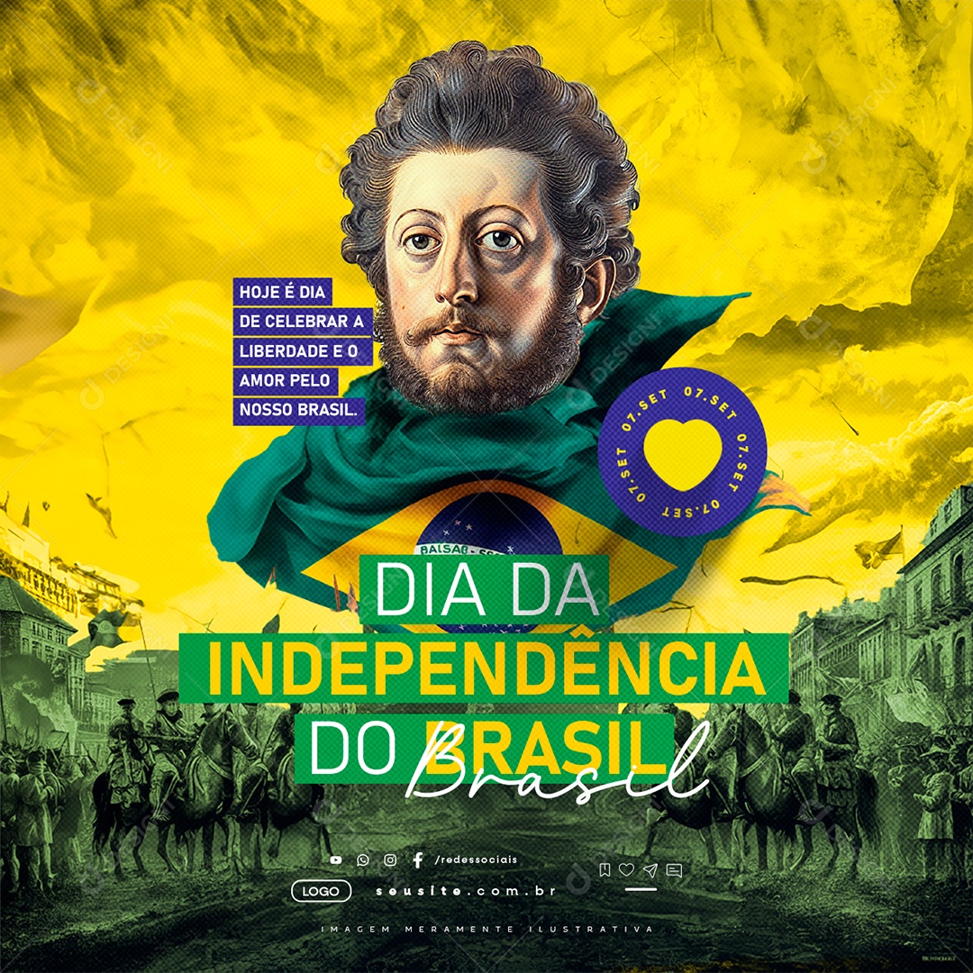 Dia da Independência do Brasil 07 de Setembro Dia de Celebrar Social Media PSD Editável