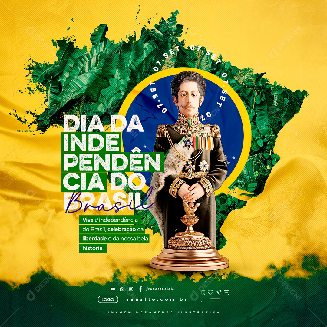 Dia da Independência do Brasil 07 de Setembro Viva Social Media PSD Editável