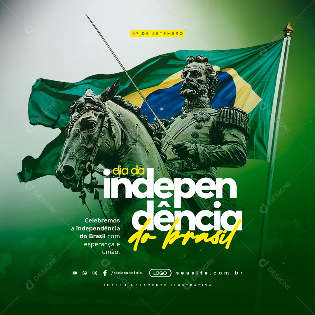 Dia da Independência do Brasil 07 de Setembro Celebremo Social Media PSD Editável