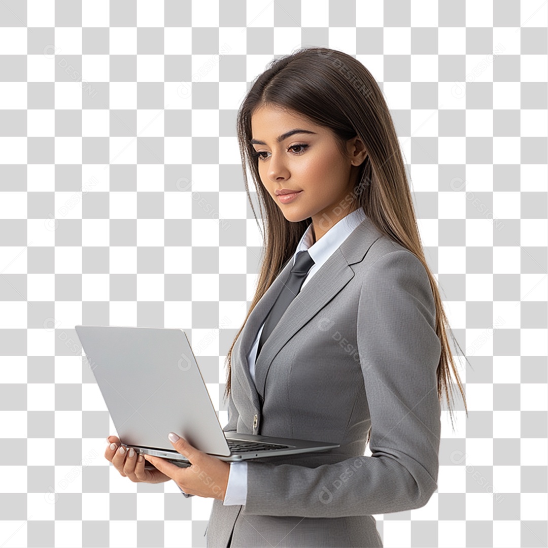 Empresário com Notebook nas Mãos PNG Transparente