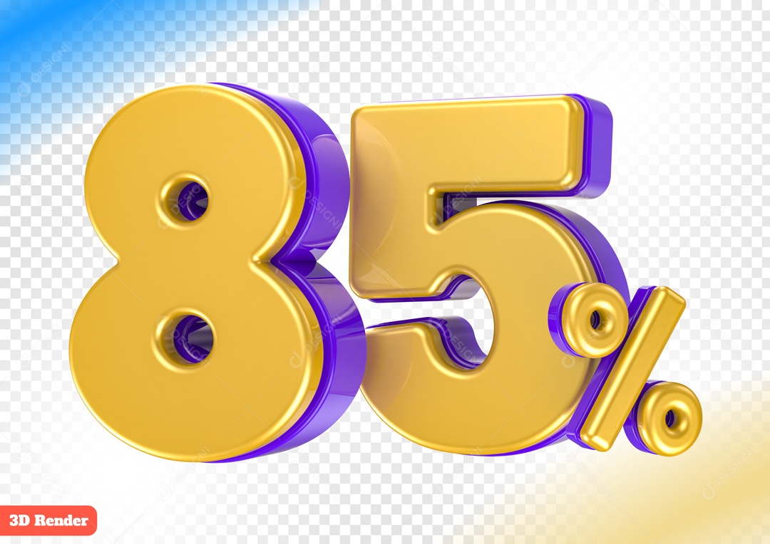 Desconto de 85% Elemento 3D Amarelo e Azul para Composição PSD