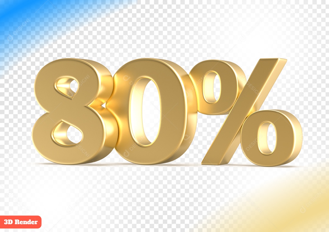 Desconto 80% Elemento 3D Dourado para Composição PSD