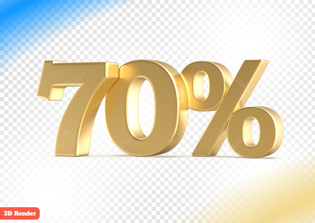 Desconto 70% Elemento 3D Dourado para Composição PSD