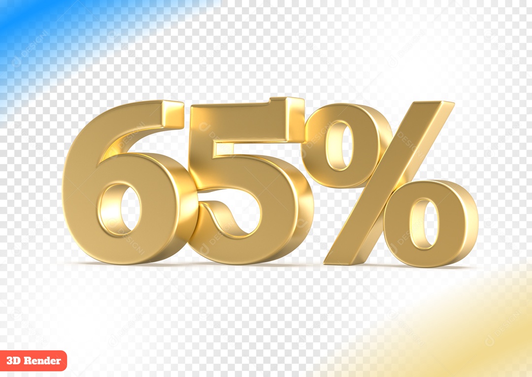 Desconto 65% Elemento 3D Dourado para Composição PSD