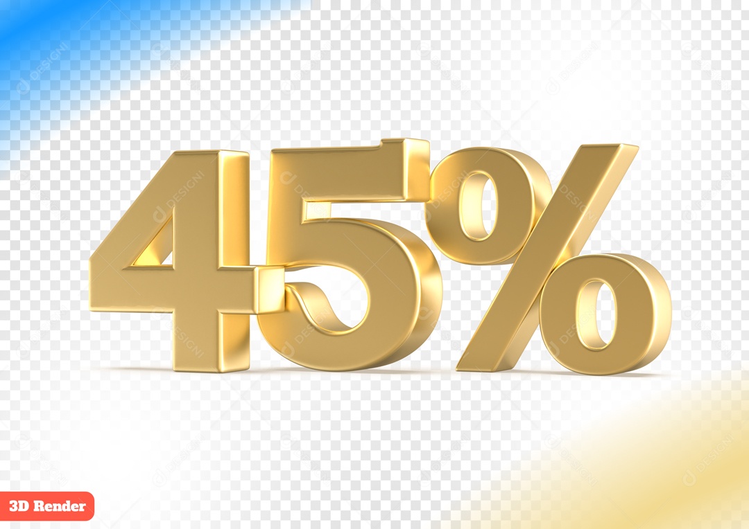 Desconto 45% Elemento 3D Dourado para Composição PSD