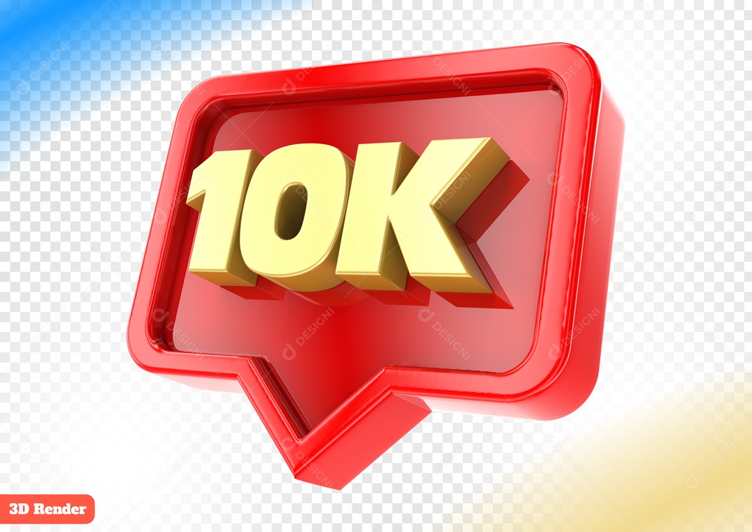 Seguidores 10K Elemento 3D Vermelho para Composição PSD