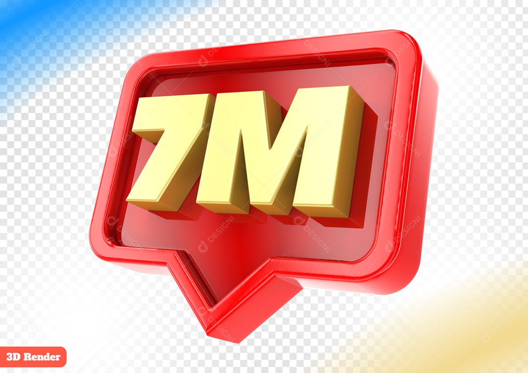 Seguidores 7M Elemento 3D Vermelho para Composição PSD