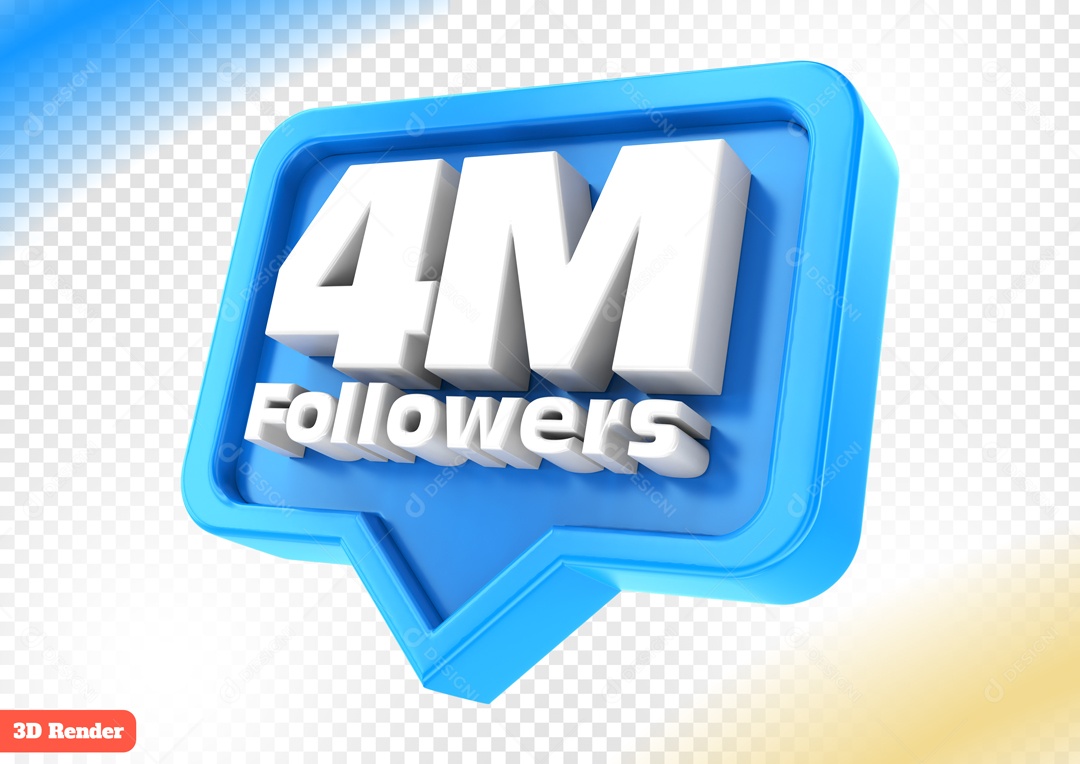 Seguidores 4M Elemento 3D Azul para Composição PSD