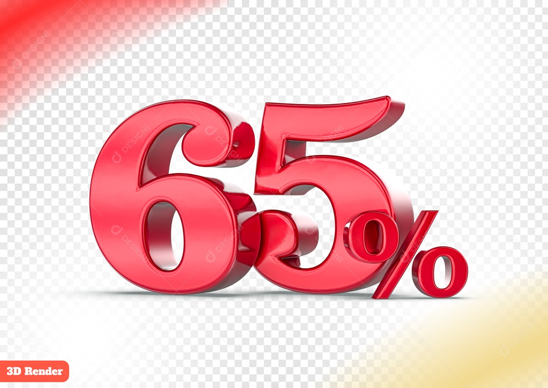 Desconto de 65% Elemento 3D Vermelho para Composição PSD