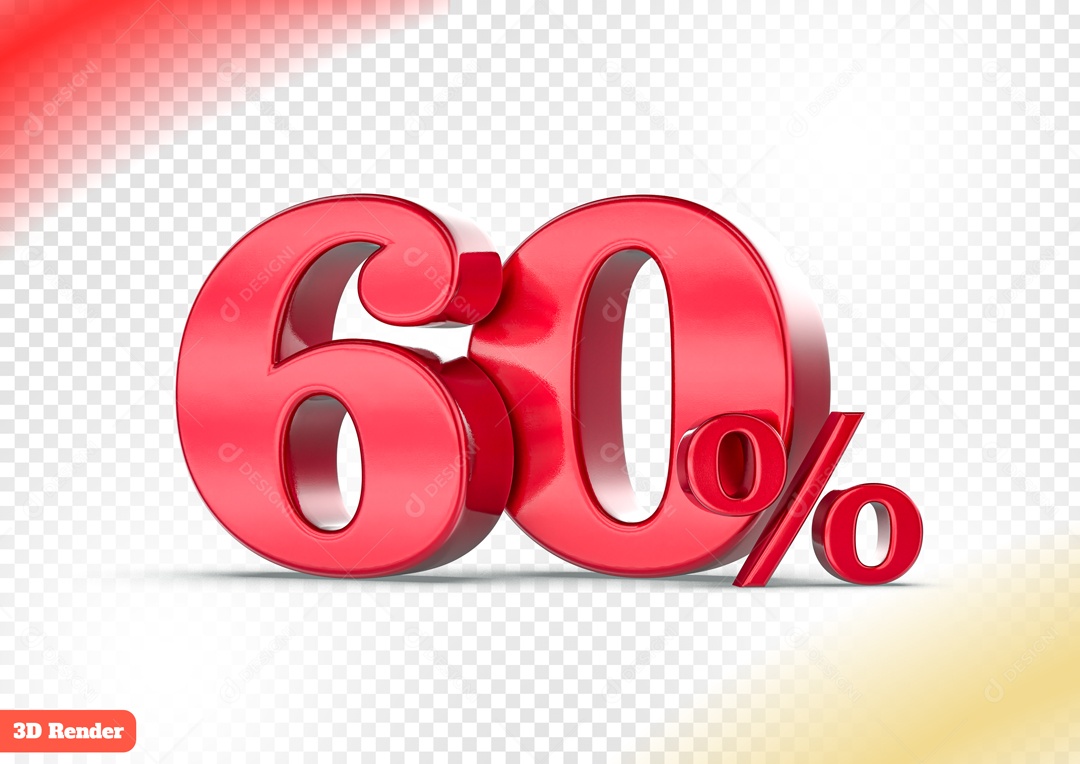 Desconto de 60% Elemento 3D Vermelho para Composição PSD