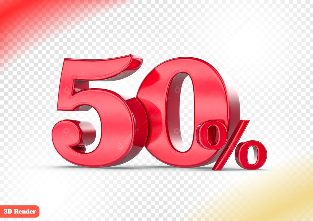 Desconto de 50% Elemento 3D Vermelho para Composição PSD