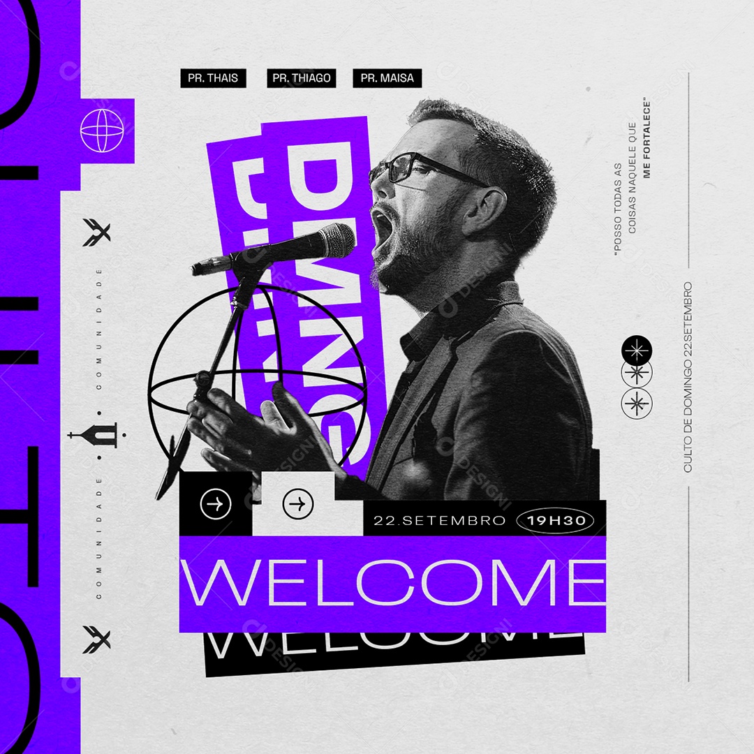 Gospel Domingo Welcome Social Media PSD Editável