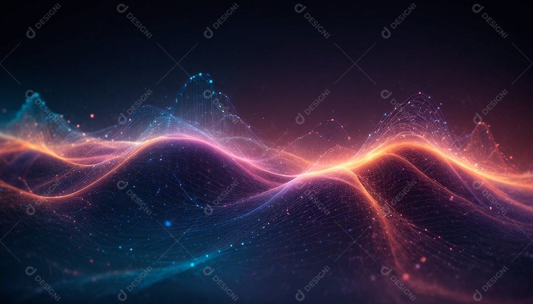 Ponto de ponto abstrato conecta-se com linha de gradiente e design de linha de onda intrincada estética rede social de internacionalização ou conceito de tecnologia de conexão de big data de negócios.