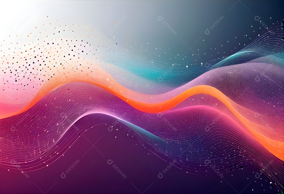 Ponto de ponto abstrato conecta-se com linha de gradiente e design de linha de onda intrincada estética rede social de internacionalização ou conceito de tecnologia de conexão de big data de negócios