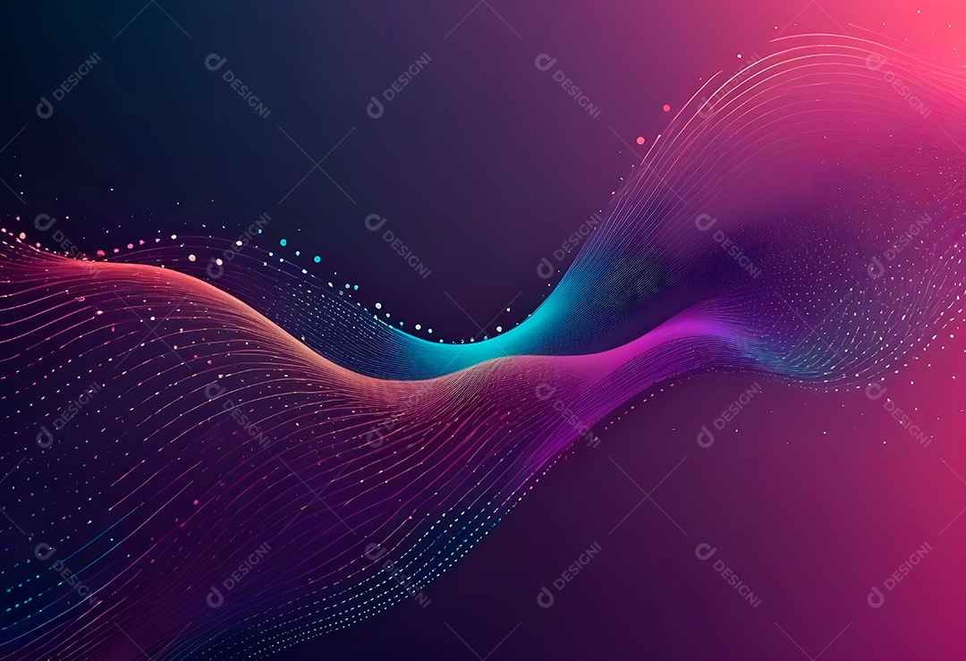 Ponto de ponto abstrato conecta-se com linha de gradiente e design de linha de onda intrincada estética rede social de internacionalização ou conceito de tecnologia de conexão de big data de negócios