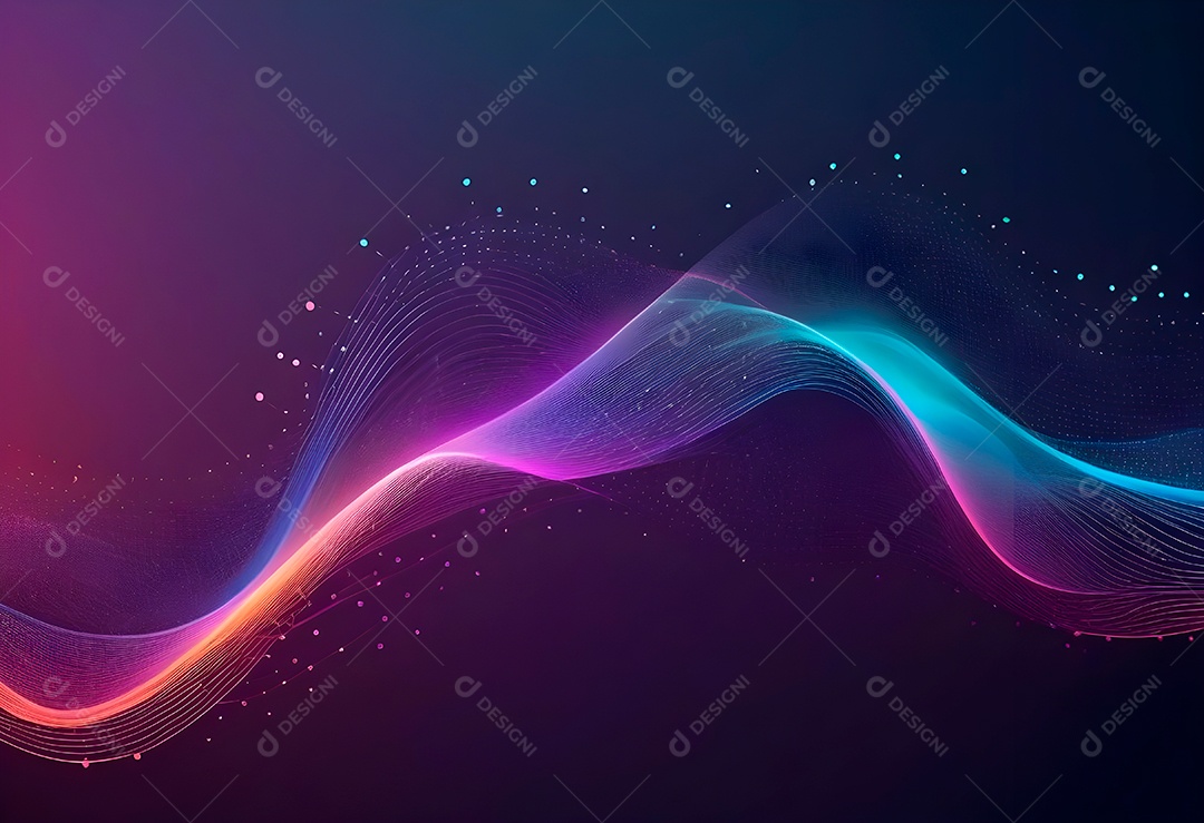 Ponto de ponto abstrato conecta-se com linha de gradiente e design de linha de onda intrincada estética rede social de internacionalização ou conceito de tecnologia de conexão de big data de negócios