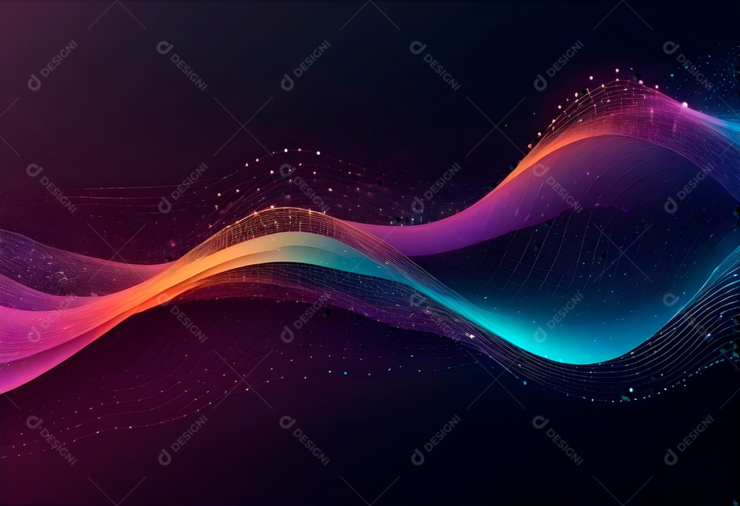 Ponto de ponto abstrato conecta-se com linha de gradiente e design de linha de onda intrincada estética rede social de internacionalização ou conceito de tecnologia de conexão de big data de negócios