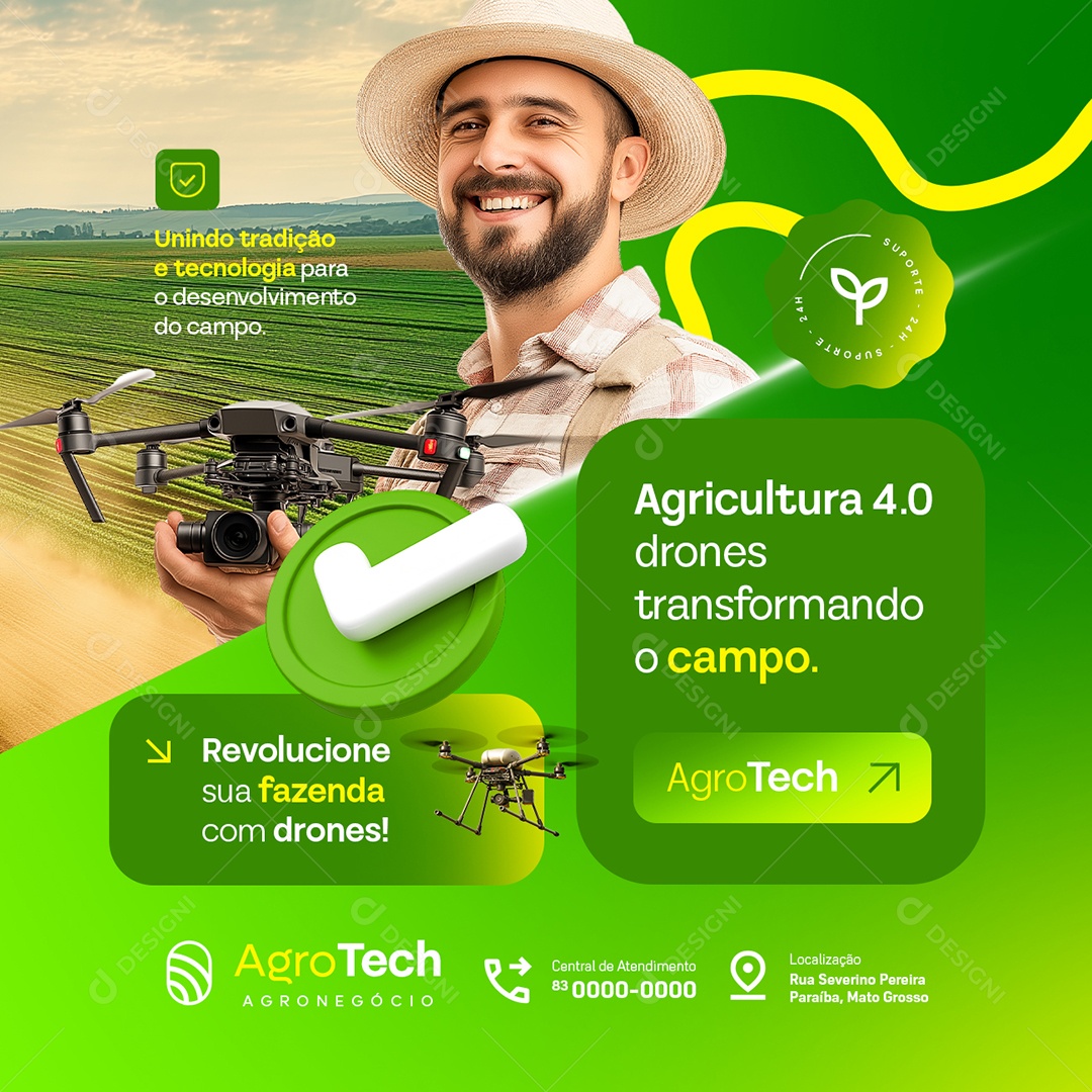 Agro Tech Agricultura Drones Social Media PSD Editável