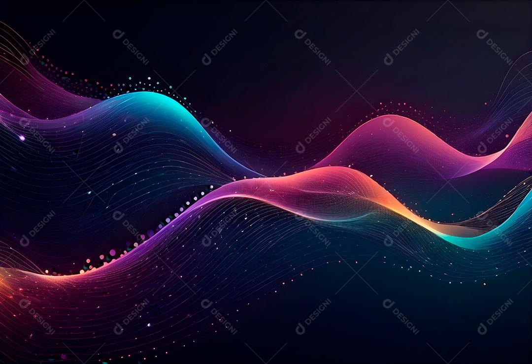 Ponto de ponto abstrato conecta-se com linha de gradiente e design de linha de onda intrincada estética rede social de internacionalização ou conceito de tecnologia de conexão de big data de negócios