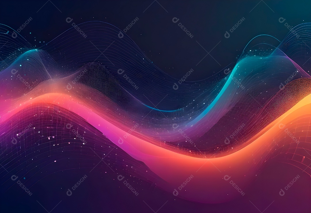 Ponto de ponto abstrato conecta-se com linha de gradiente e design de linha de onda intrincada estética rede social de internacionalização ou conceito de tecnologia de conexão de big data de negócios