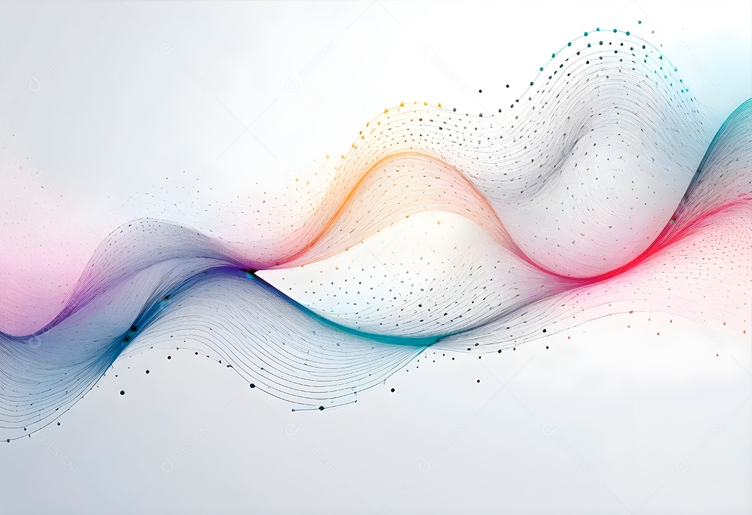 Ponto de ponto abstrato conecta-se com linha de gradiente e design de linha de onda intrincada estética rede social de internacionalização ou conceito de tecnologia de conexão de big data de negócios