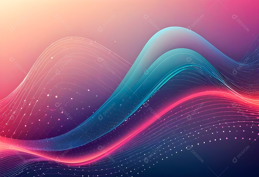 Ponto de ponto abstrato conecta-se com linha de gradiente e design de linha de onda intrincada estética rede social de internacionalização ou conceito de tecnologia de conexão de big data de negócios