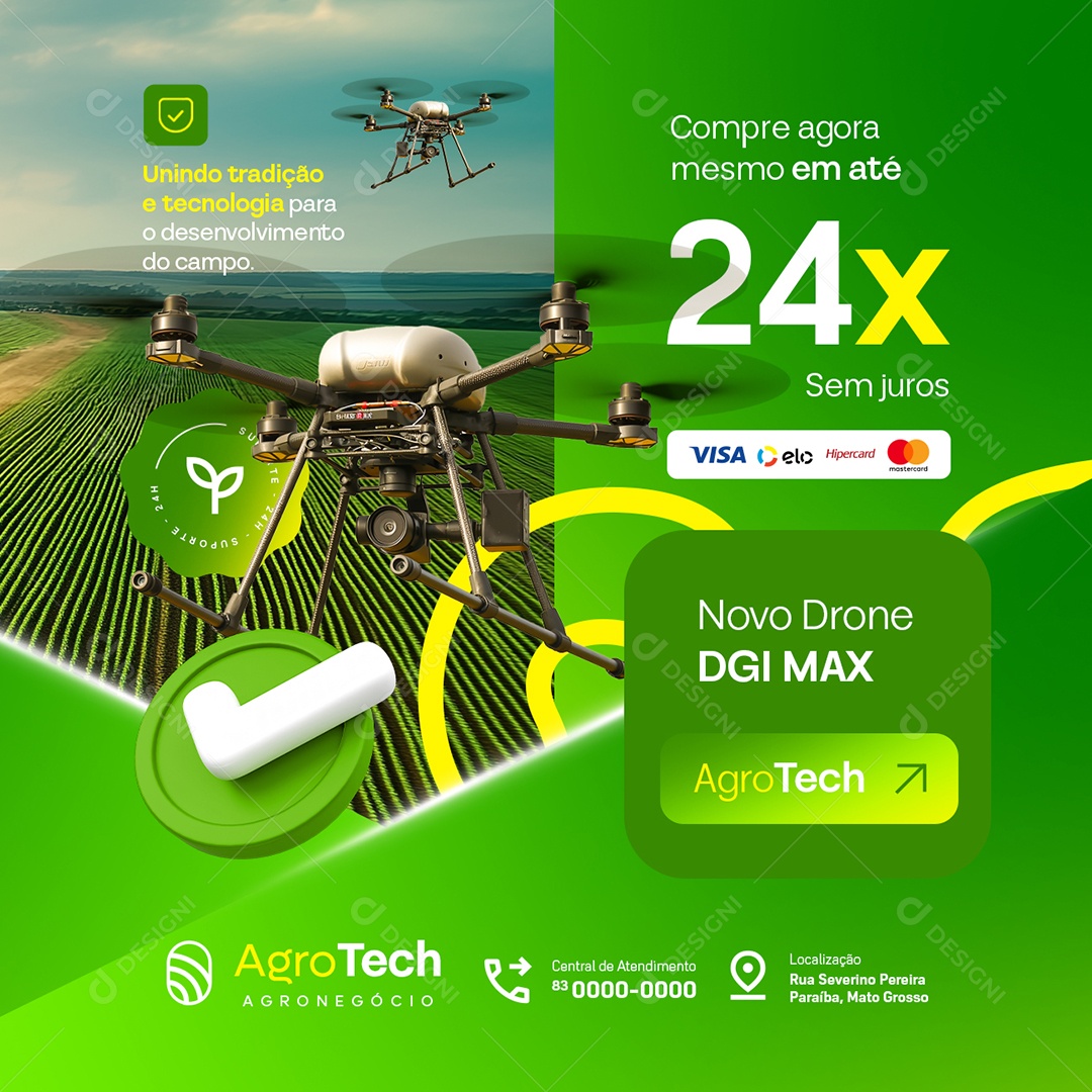 Agro Tech Novo Drone DGI Max Social Media PSD Editável