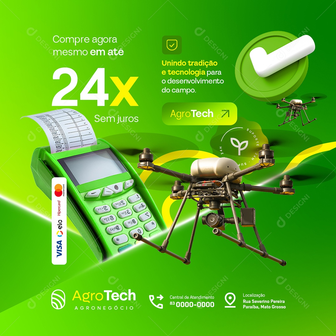 Agro Tech Compre Agora Drone Social Media PSD Editável