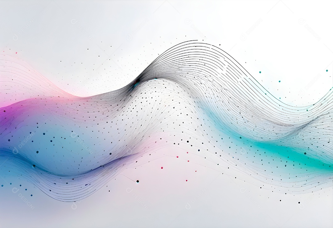 Ponto de ponto abstrato conecta-se com linha de gradiente e design de linha de onda intrincada estética rede social de internacionalização ou conceito de tecnologia de conexão de big data de negócios