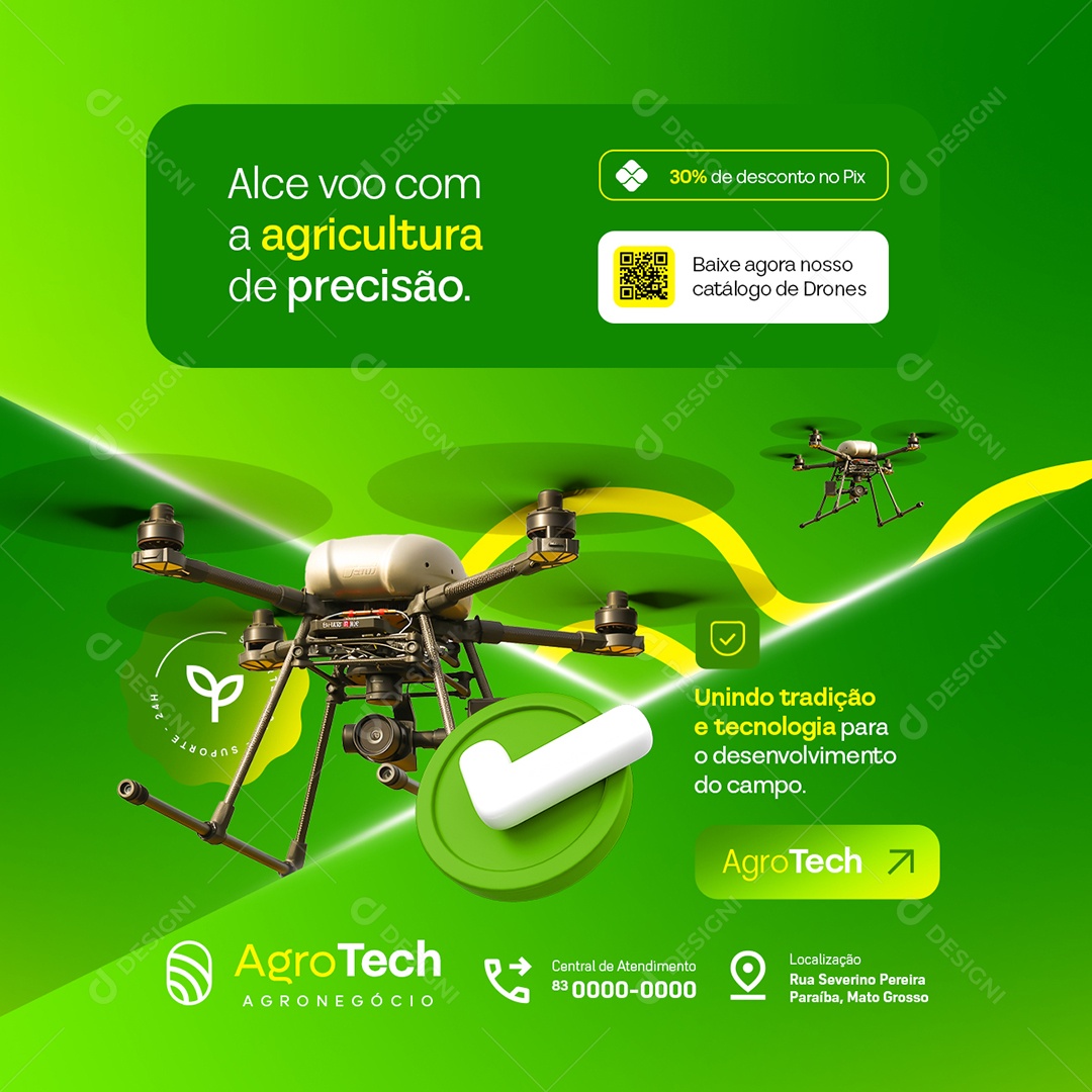 Agro Tech Alce Voo com a Agricultura Social Media PSD Editável