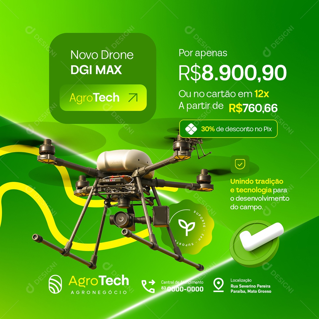 Agro Tech Novo Drone Social Media PSD Editável