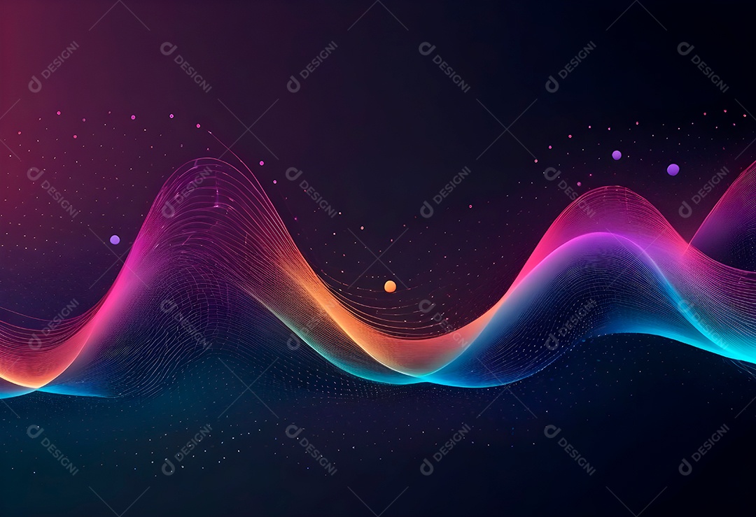 Ponto de ponto abstrato conecta-se com linha de gradiente e design de linha de onda intrincada estética rede social de internacionalização ou conceito de tecnologia de conexão de big data de negócios