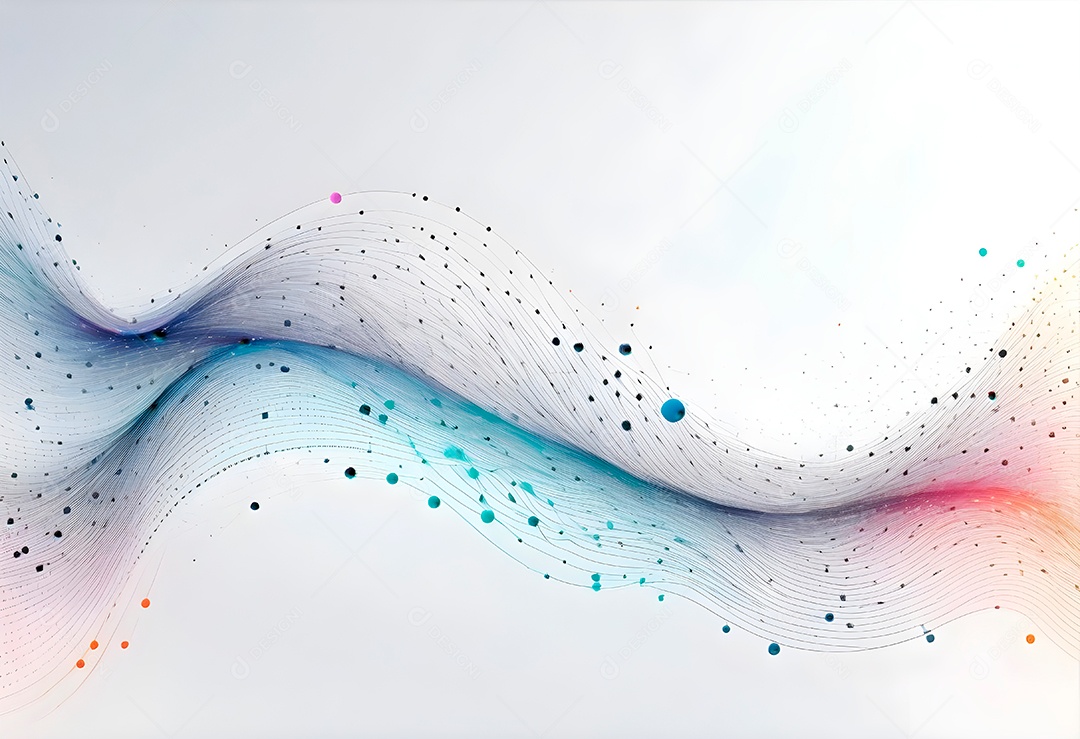 Ponto de ponto abstrato conecta-se com linha de gradiente e design de linha de onda intrincada estética rede social de internacionalização ou conceito de tecnologia de conexão de big data de negócios