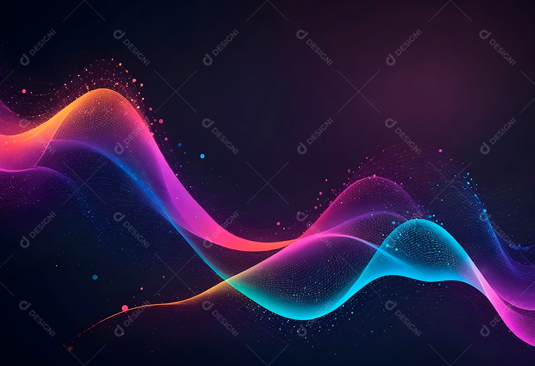 Ponto de ponto abstrato conecta-se com linha gradiente e design de linha de onda intrincado estético, rede social de internacionalização ou conceito de tecnologia de conexão de big data de negócios