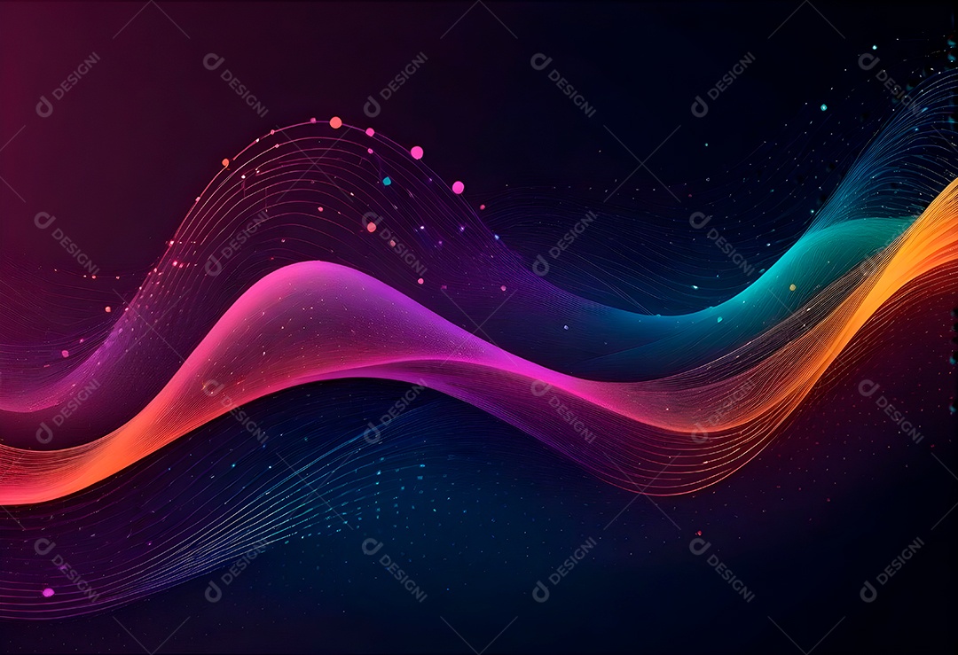 Ponto de ponto abstrato conecta-se com linha de gradiente e design de linha de onda intrincada estética rede social de internacionalização ou conceito de tecnologia de conexão de big data de negócios