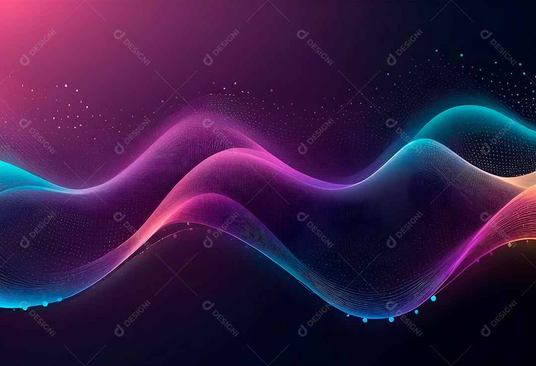 Ponto de ponto abstrato conecta-se com linha de gradiente e design de linha de onda intrincada estética rede social de internacionalização ou conceito de tecnologia de conexão de big data de negócios