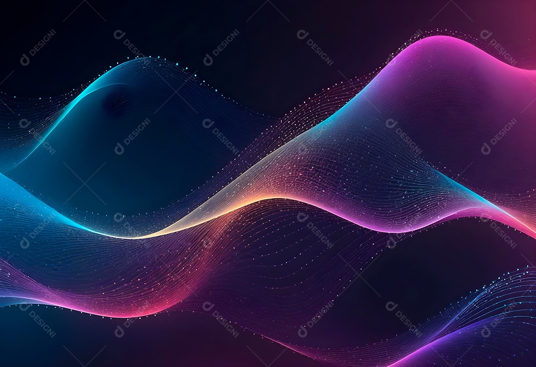 Ponto de ponto abstrato conecta-se com linha gradiente e design de linha de onda intrincado estético, rede social de internacionalização ou conceito de tecnologia de conexão de big data de negócios