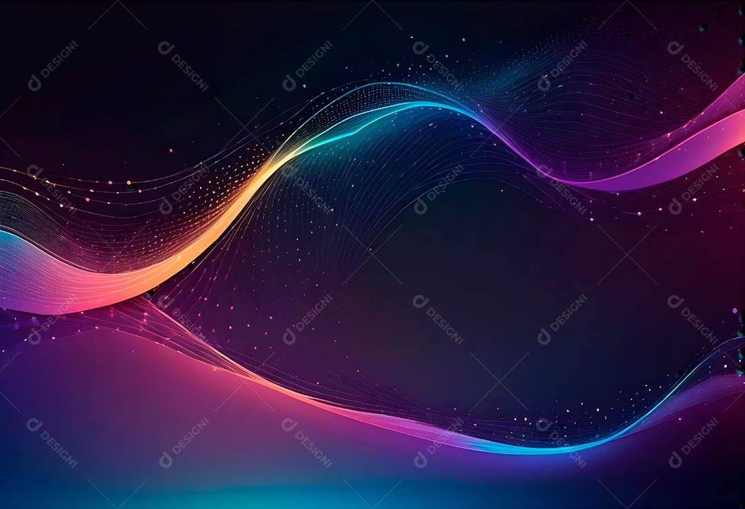 Ponto de ponto abstrato conecta-se com linha de gradiente e design de linha de onda intrincada estética rede social de internacionalização ou conceito de tecnologia de conexão de big data de negócios