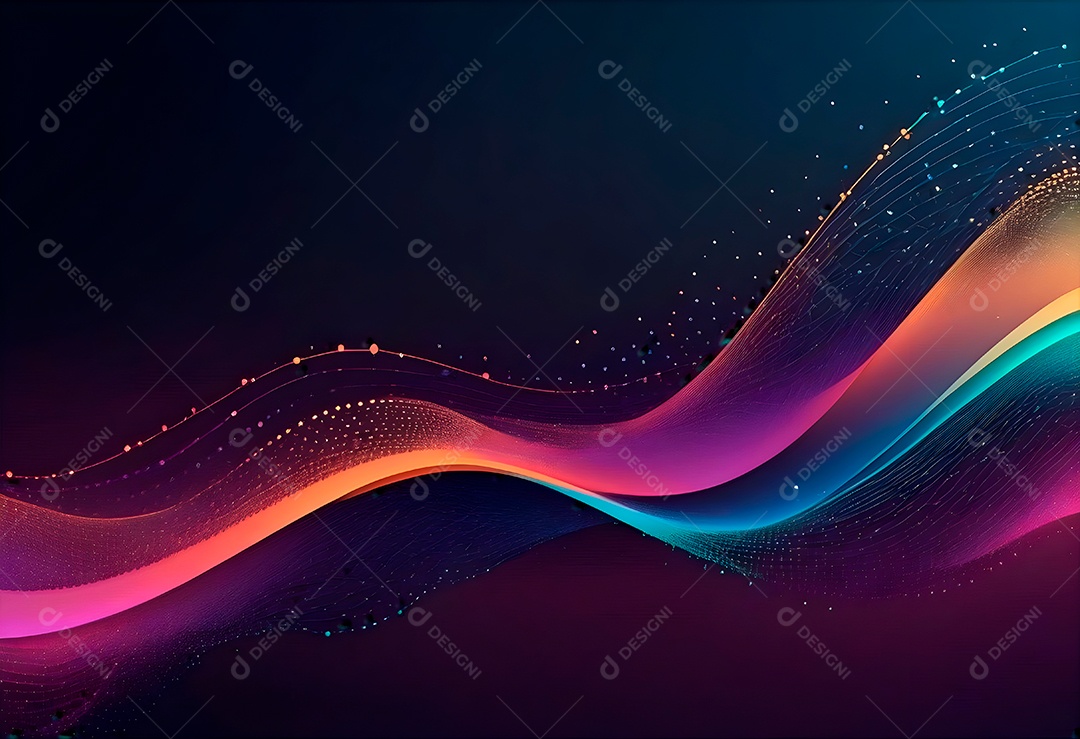 Ponto de ponto abstrato conecta-se com linha de gradiente e design de linha de onda intrincada estética rede social de internacionalização ou conceito de tecnologia de conexão de big data de negócios