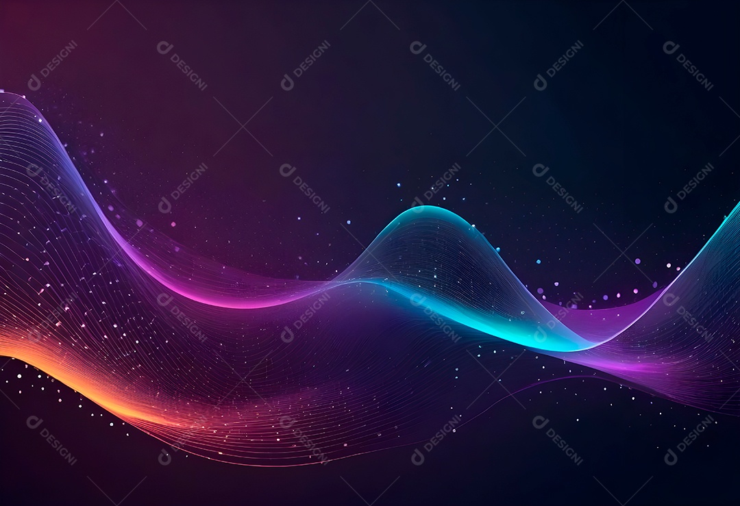 Ponto de ponto abstrato conecta-se com linha de gradiente e design de linha de onda intrincada estética rede social de internacionalização ou conceito de tecnologia de conexão de big data de negócios