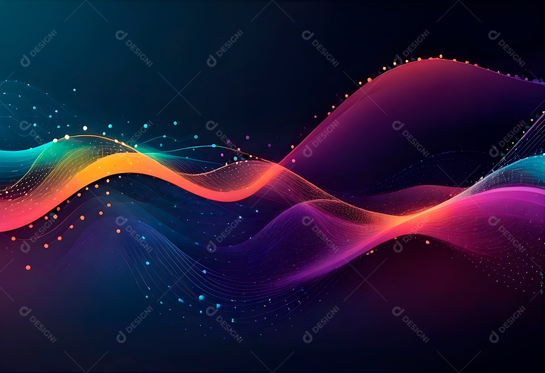 Ponto de ponto abstrato conecta-se com linha de gradiente e design de linha de onda intrincada estética rede social de internacionalização ou conceito de tecnologia de conexão de big data de negócios