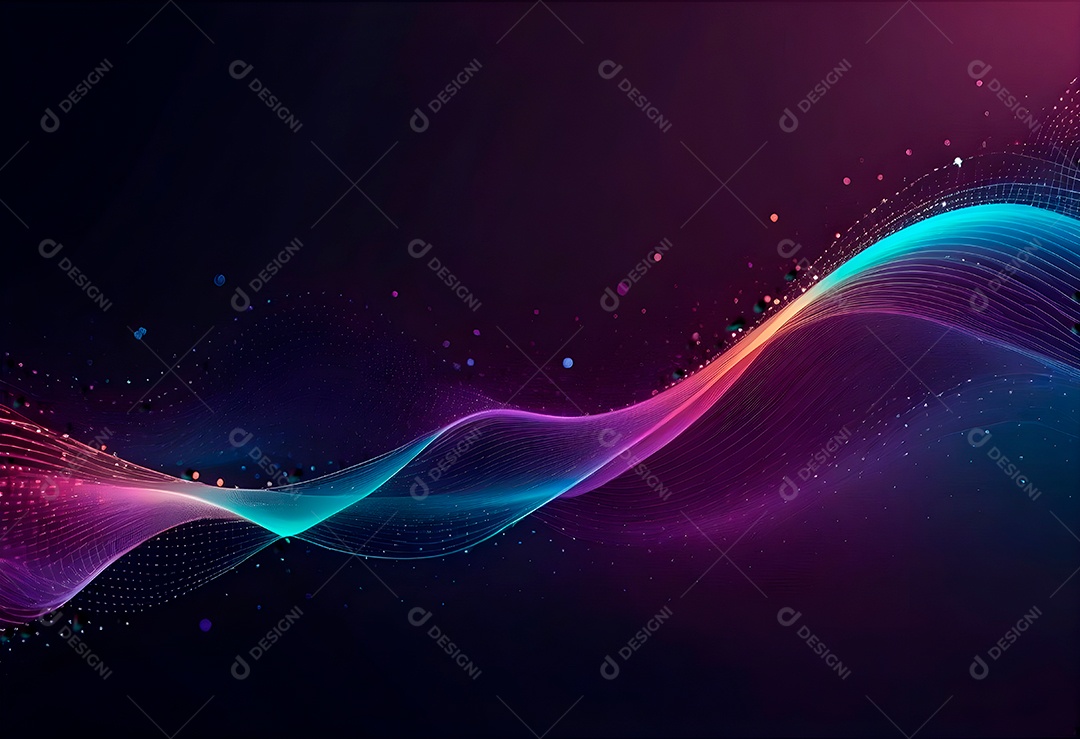 Ponto de ponto abstrato conecta-se com linha de gradiente e design de linha de onda intrincada estética rede social de internacionalização ou conceito de tecnologia de conexão de big data de negócios