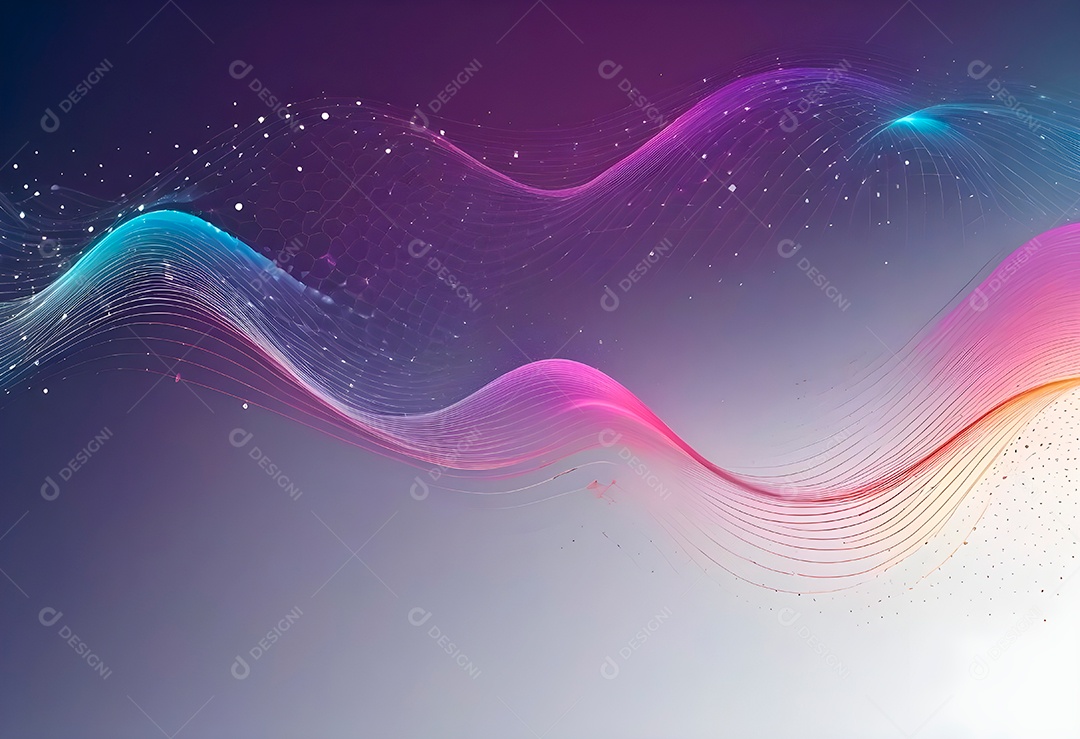 Ponto de ponto abstrato conecta-se com linha de gradiente e design de linha de onda intrincada estética rede social de internacionalização ou conceito de tecnologia de conexão de big data de negócios