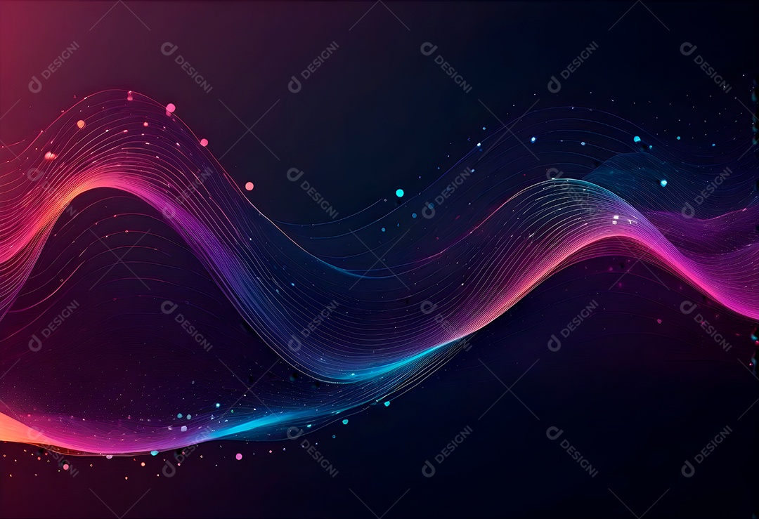 Ponto de ponto abstrato conecta-se com linha de gradiente e design de linha de onda intrincada estética rede social de internacionalização ou conceito de tecnologia de conexão de big data de negócios