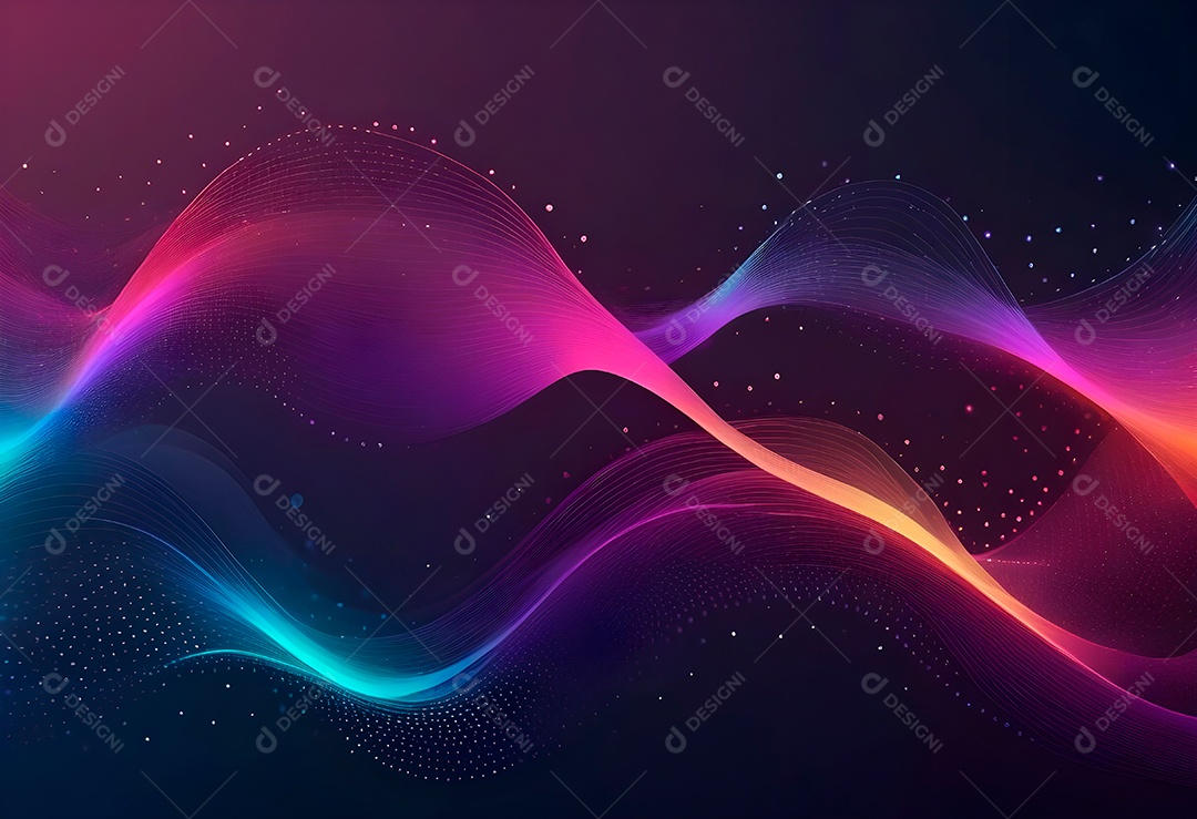 Ponto de ponto abstrato conecta-se com linha de gradiente e design de linha de onda intrincada estética rede social de internacionalização ou conceito de tecnologia de conexão de big data de negócios