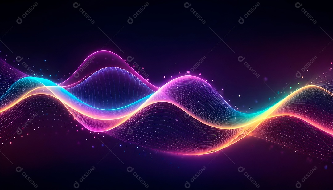 Ponto de ponto abstrato conecta-se com linha de gradiente e design de linha de onda intrincada estética rede social de internacionalização ou conceito de tecnologia de conexão de big data de negócios