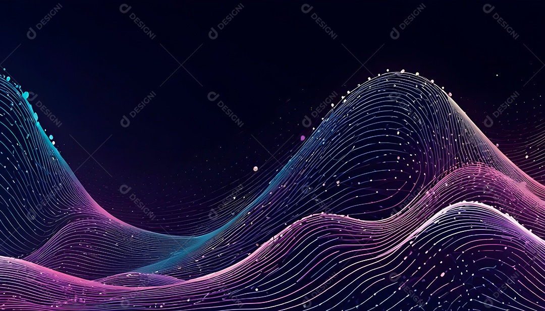 Ponto de ponto abstrato conecta-se com linha de gradiente e design de linha de onda intrincada estética rede social de internacionalização ou conceito de tecnologia de conexão de big data de negócios